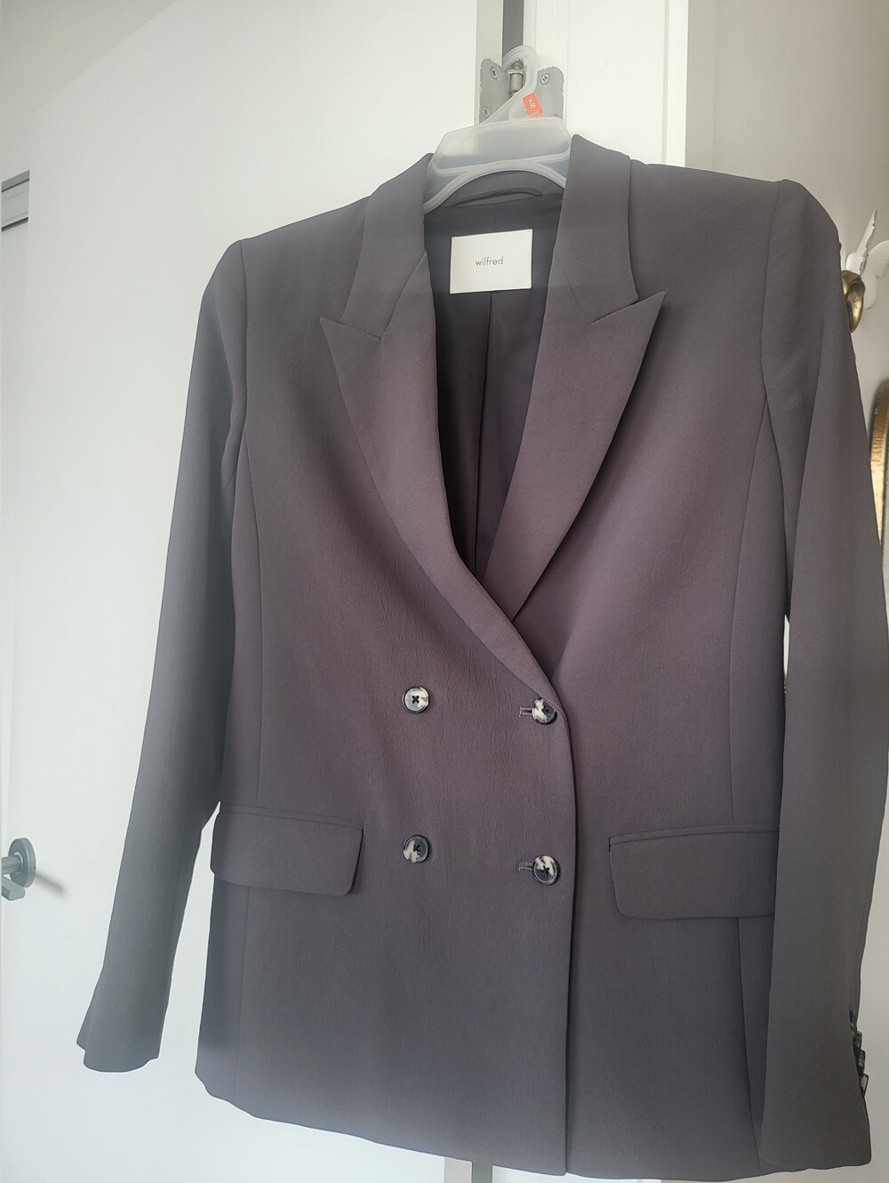 Wilfred Double-Breasted Blazer in Charcoal